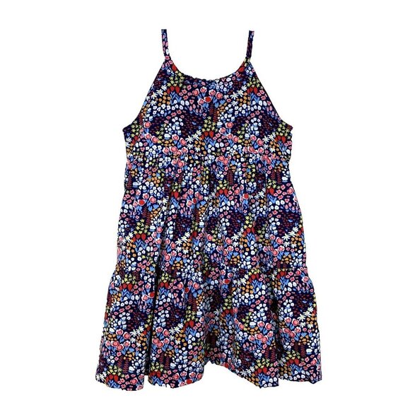 Polarn O. Pyret Girls 2 3 Y Dress Sleeveless Floral Lined Navy Sundress Colorful - Picture 1 of 13